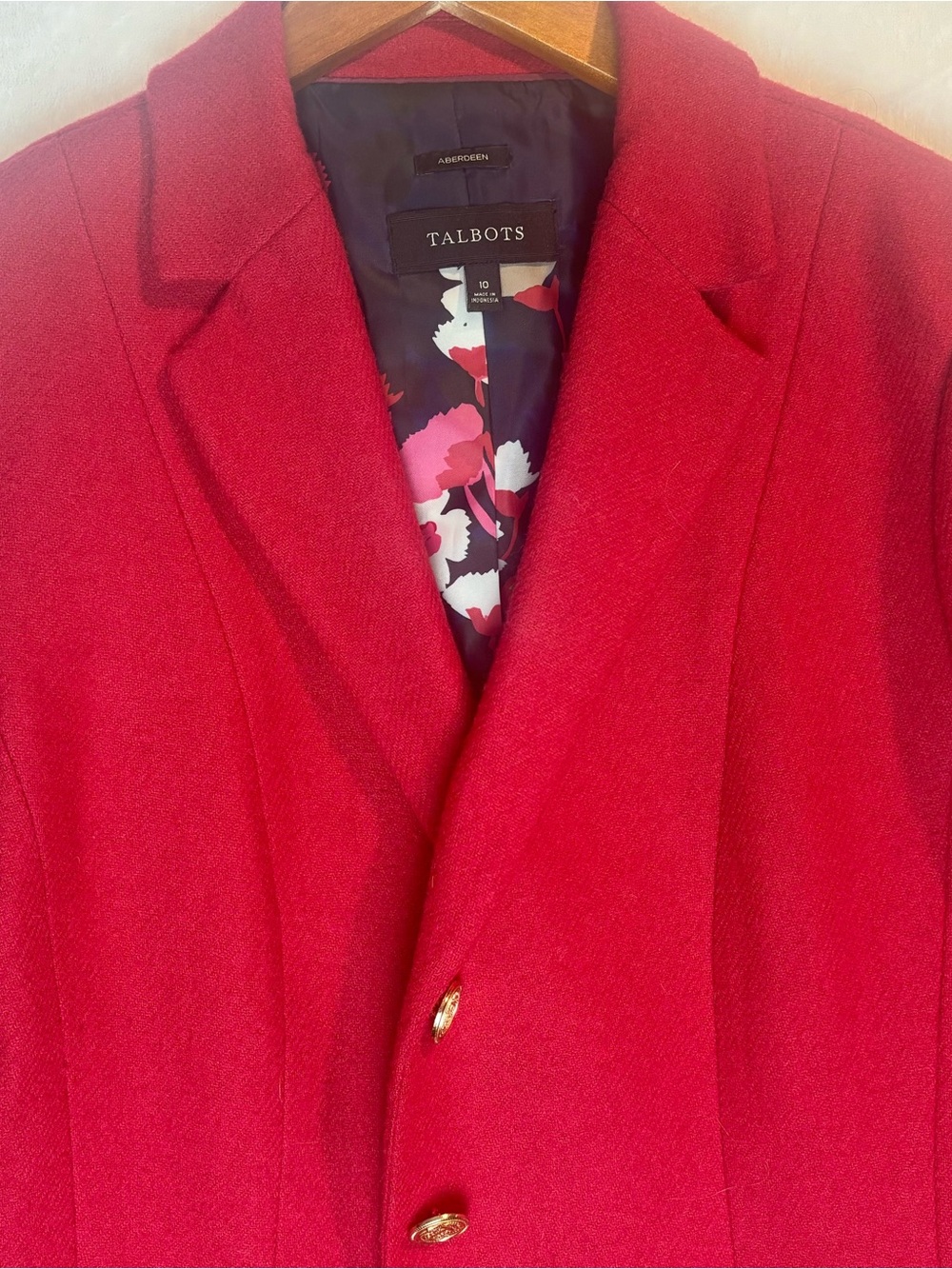 Talbots Aberdeen Red Wool Blend Jacket | Women’s Size 10